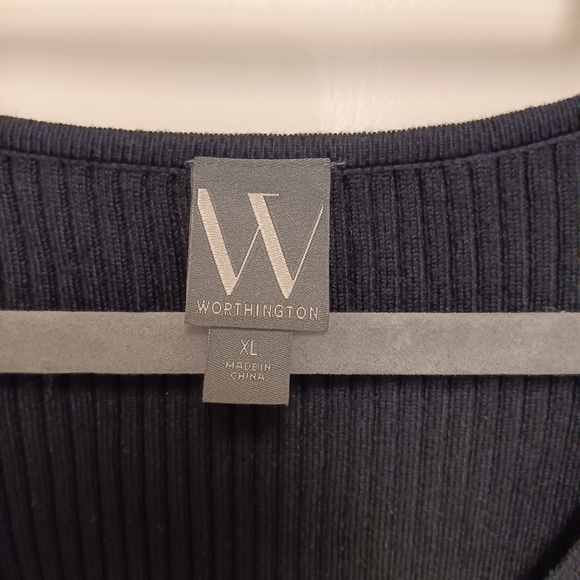 NWT Black Worthington Blouse with Knitted Short Sleeves - Picture 2 of 5